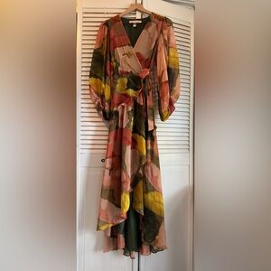 Hutch Spring Watercolor Wrap Maxi Dress